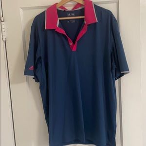 Men’s Adidas climacool golf polo, cobalt blue/pink